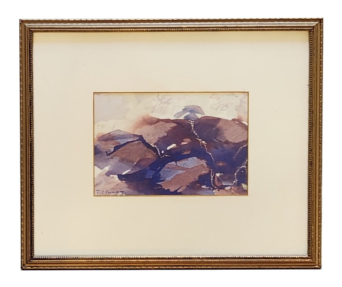 David Young Cameron (1865 - 1945) Scotland: David Young Cameron (1865 - 1945) Scotland Watercolor on Paper Measure 4"in H x 6"in W and 9 3/4"in H x 11 3/4"in W with frame Known for: Landscape paintings, etching Name variants: Sir David Young Ca