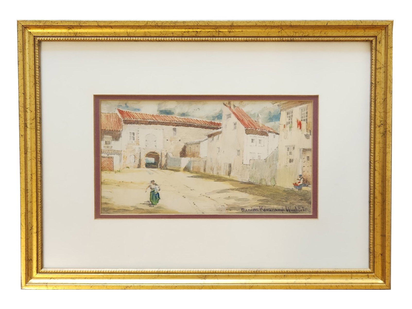 Marion Ida Kavanagh Wachtel (1876 - 1954) American: Marion Ida Kavanagh Wachtel (1876 - 1954) American Watercolor on Paper Measure 4 3/4"in H x 9"in W and 11 1/4"in H x 15 1/2"in W with frame Known for: Landscape, figure, portrait, and floral painting