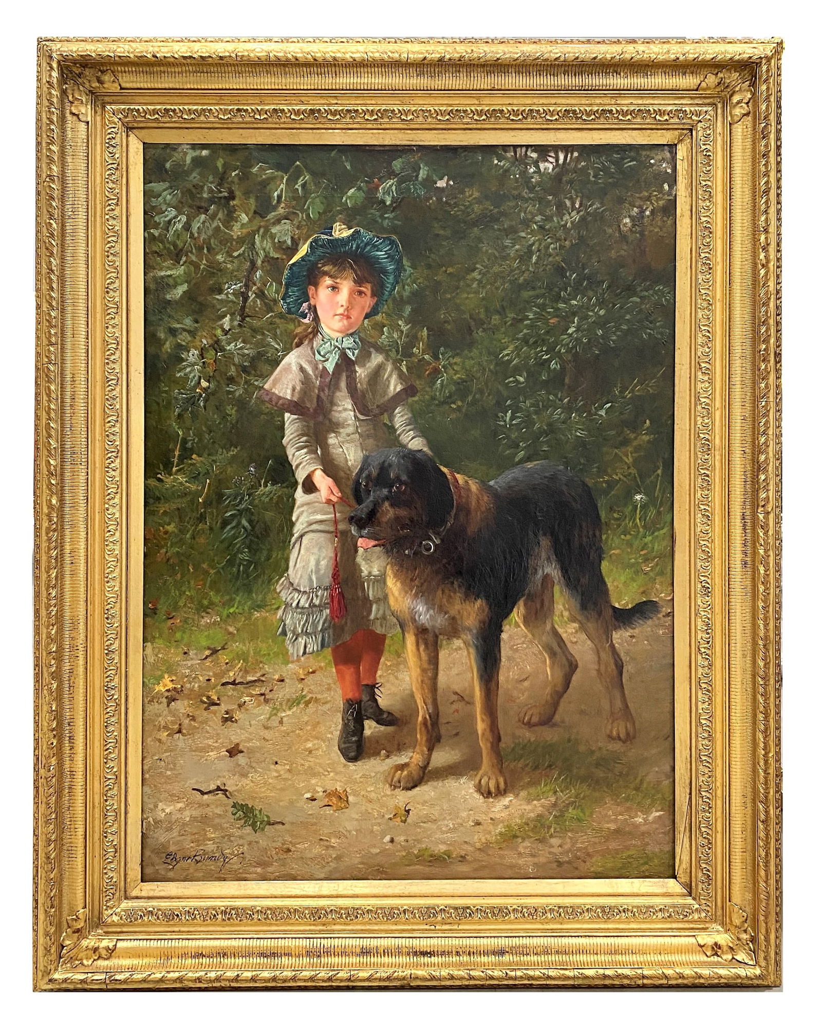 Edgar Bundy (1862-1922) British: Edgar Bundy (1862-1922) British Oil on Canvas Measure 35 1/2"in H x 25 1/2"in W and 45"in H x 35"in W with frame