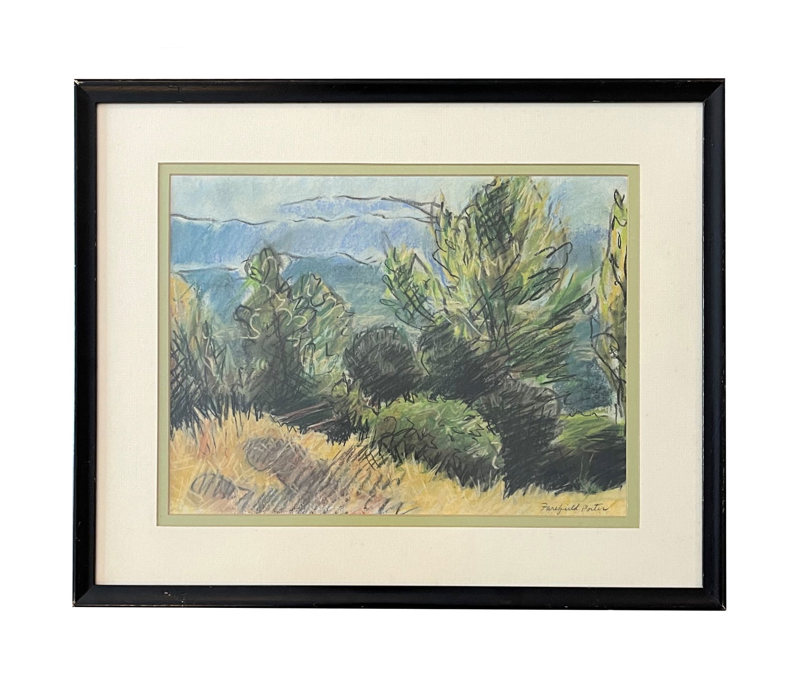 Fairfield Porter (1907 - 1975) American: Fairfield Porter (1907 - 1975) American Mixed Media on Paper Measure 11"in H x 14 3/4"in W and 17"in H x 21"in W with frame Known for: Landscape, coastal, figure, genre Biography: Fairf