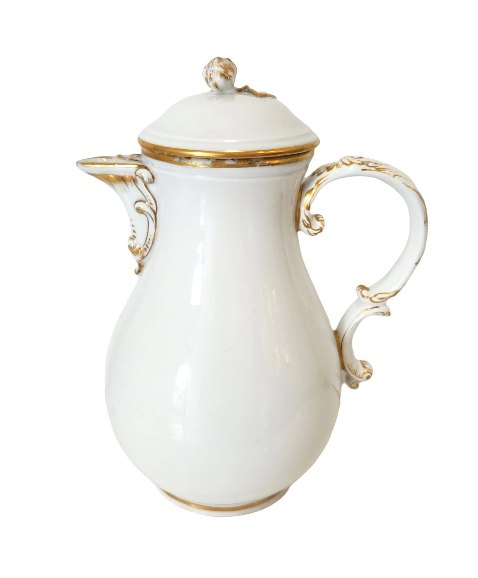 Meissen White and Gold Coffee Pot: Meissen White and Gold Coffee Pot Measure 10 1/4"in H and 3 1/2"in Bottom Diameter