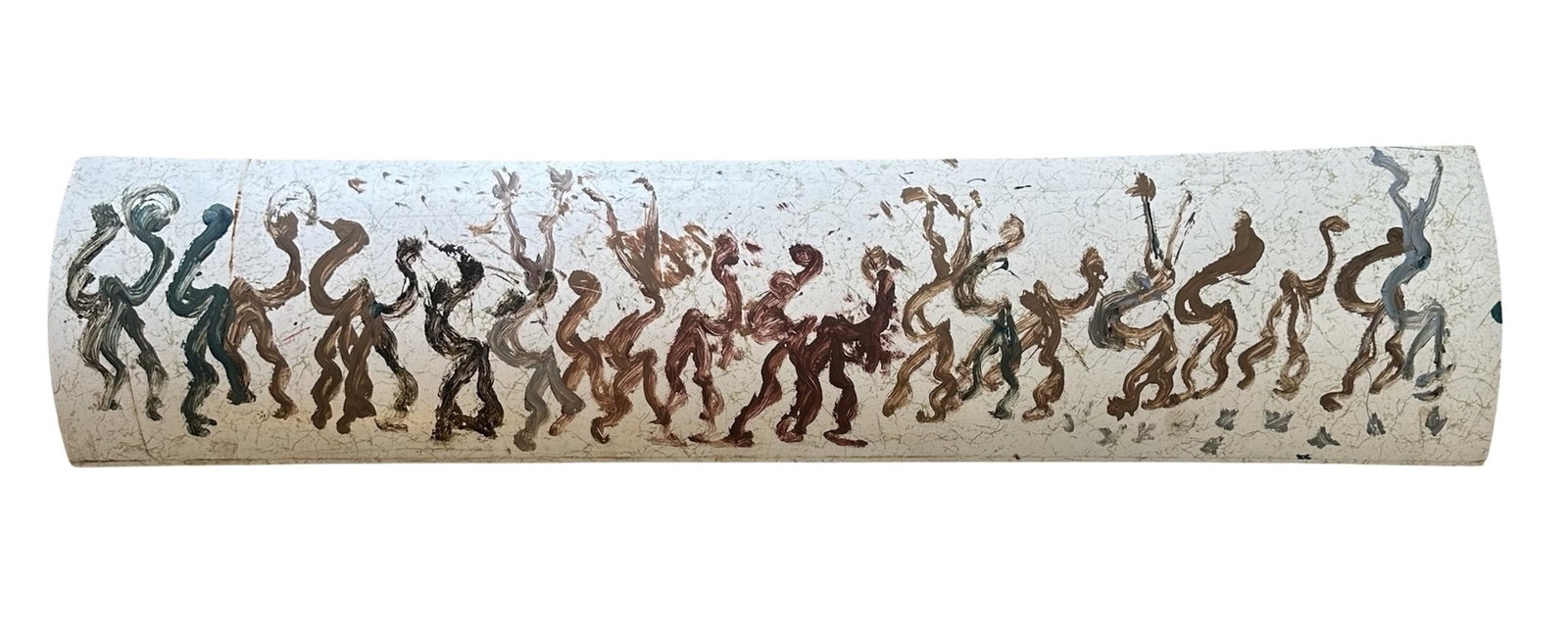 Purvis Young (1943 - 2010) American: Purvis Young (1943 - 2010) American Oil on Wood Measure 11"in H x 47 3/4"in W Known for: Mod naive urban views, installation Name variants: Pervis Young Biography: The work of the urban black