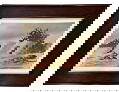 Eric Sloane (1905/10 - 1985) American: Eric Sloane (1905/10 - 1985) American Watercolor on Paper Measure 13 1/2"in H x 20 3/4"in H x 31 1/2"in W with frame Known for: Rural landscape painting, book illustration Name variants: Everard Jean