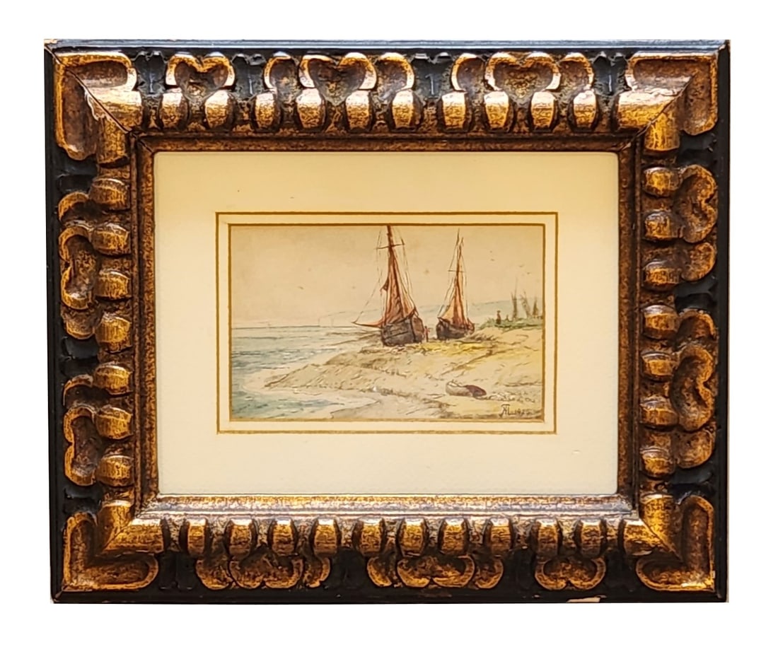 Thomas Moran (1837 - 1926) England: Thomas Moran (1837 - 1926) England Watercolor on Paper Measure 3 1/4"in H x 5"in W and 9"in H x 11"in W framed Biography: Thomas Moran was born in Bolton, Lancashire, England in 1837, one of a family