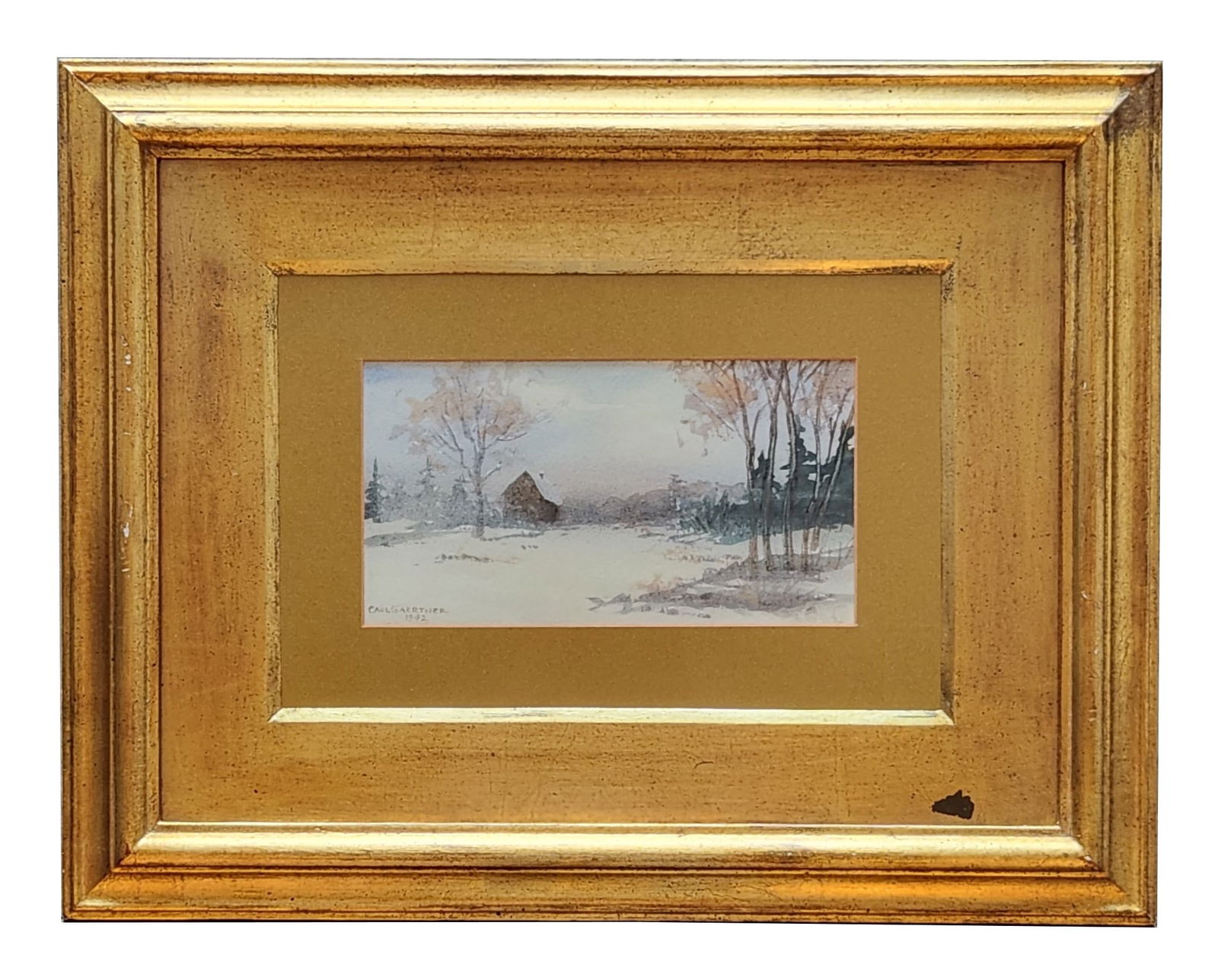 Carl Frederick Gaertner (1898 - 1952) American: Carl Frederick Gaertner (1898 - 1952) American Watercolor on Paper Measure 4 1/4"in H x 8"in W and 14"in H x 17 3/4"in W framed Known for: Painting-industrial scenes Biography: Carl Gaertner was born