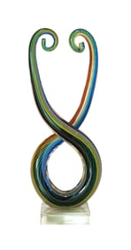 Murano Fine Hand Blown Swirl Art Glass Center Piece Abstract Sculpture