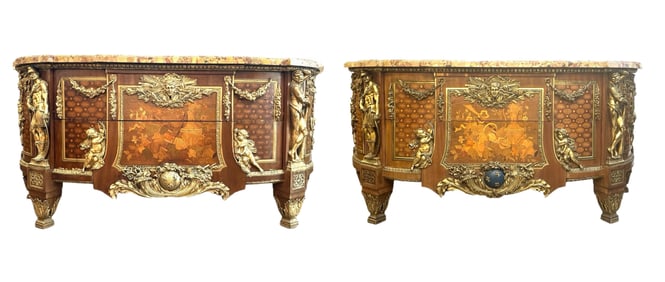 Pair of French Louis XVI-Style Commodes after Jean-Henri Riesener