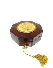 Antique French Marquetry Box with bronze plaque