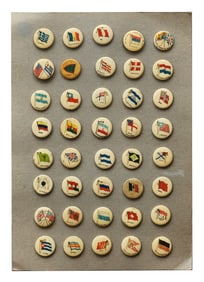 Vintage 1896 Lot of 40 International Flag Pinbacks Advertising Premium Pins