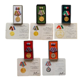 Lot of 5 Republic of Cuba Medals for Distinguished Services of the Revolutionary Armed Forces