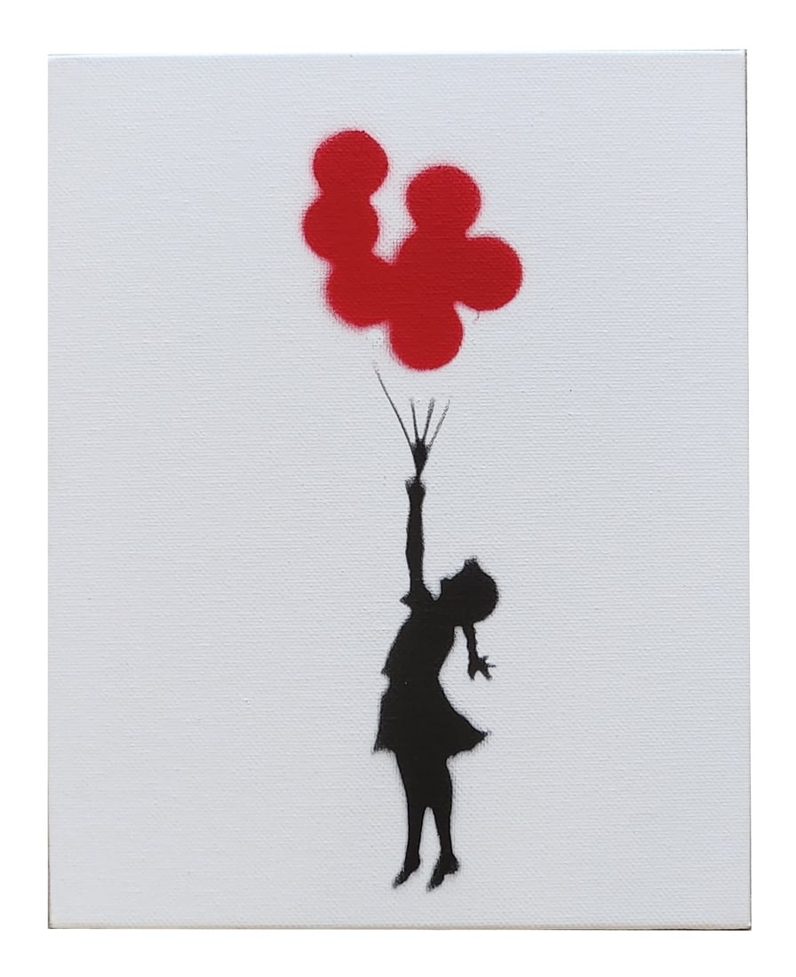 Banksy (Born 1974) England: Banksy (Born 1974) England Title: Flying Balloon Girl Spray Paint on Cardboard Known for: Graffiti art with political themes Biography: A prolific British graffiti artist, political activist and paint