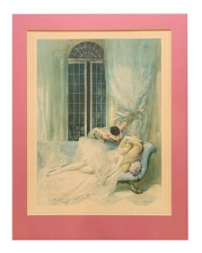 Edward Gross, Printer. Herman Webster, Artist. Art Deco Print of Harlequin & Ballerina