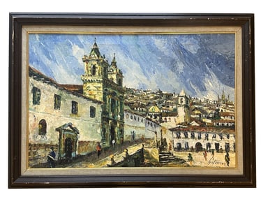 Landscape of a Cathedral in Ecuador Signed Gutierrez