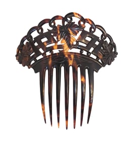 Antique Ornate Early Victorian era Faux Tortoise Shell Hair Comb Accessory