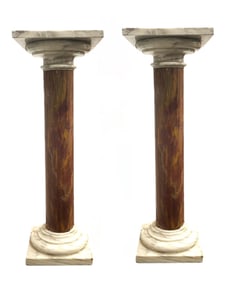 Late 19th or Early 20th Century Pair French Marble Pedestals