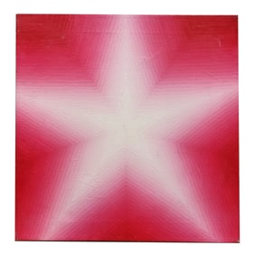 20th Century Vibrant White Star Oil Painting