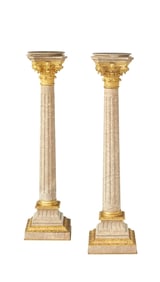 Pair of French Gilt-Bronze and Marble Pedestals
