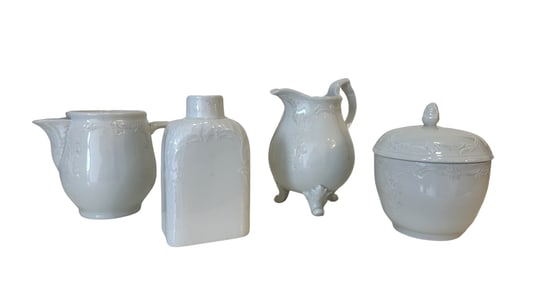 Antique 19th Century KPM Te Serving Pieces White Porcelain Set