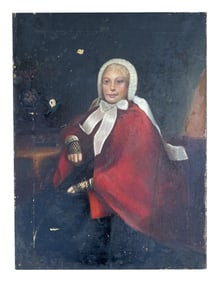 Possible 19th century American Folk Art Portrait of a Woman Seated in a Chair