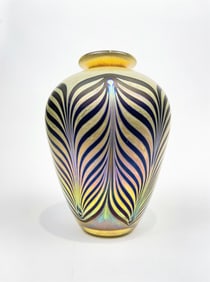 Chris Heilman Iridescent Art Glass Vase 1982