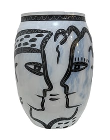 Late 20th Century Ulrica Hydman Vallien for Kosta Boda Caramba Adam & Eve Glass Vase