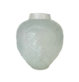 Art Deco White Glass Archers Vase Signed R. Lalique