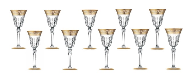 Set of 10 Saint Louis Stella Gold American Liquor Glasses