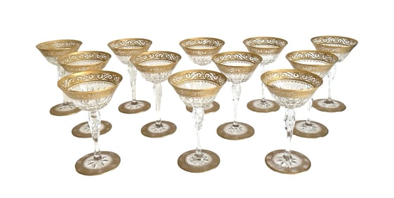 Set of 12 Saint-Louis Thistle Gold Champagne Saucer