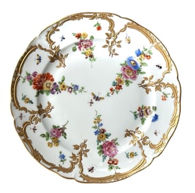 Hand Painted KPM Neuzierat Dessert Plate Gilt Porcelain Scepter Mark