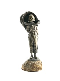 French Bronze Figure of Young Child on Marble Base