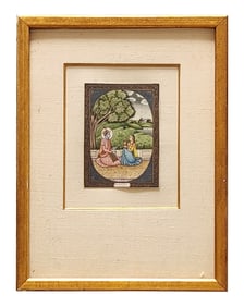 Vintage Exotic India Baramasa Month of Magha Watercolor on Painting