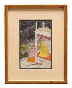 Indian Mughal School Style (19th Century) Watercolor Painting