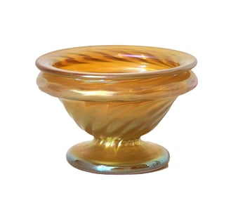 Iridescent Holly Amber Art Glass Vase