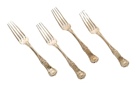 Set of Four Tiffany & Co English King Dinner Forks
