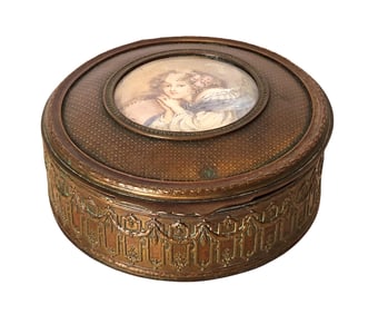 Probably 19th Century French Box with Hand Painted Plaque Signed by Remy