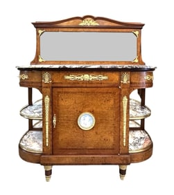 French Jasperware and Ormolu-Mounted Mahogany Console or Desserte with Mirror