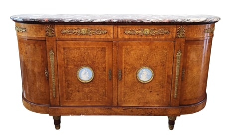 French Jasperware and Ormolu-Mounted Mahogany Buffet