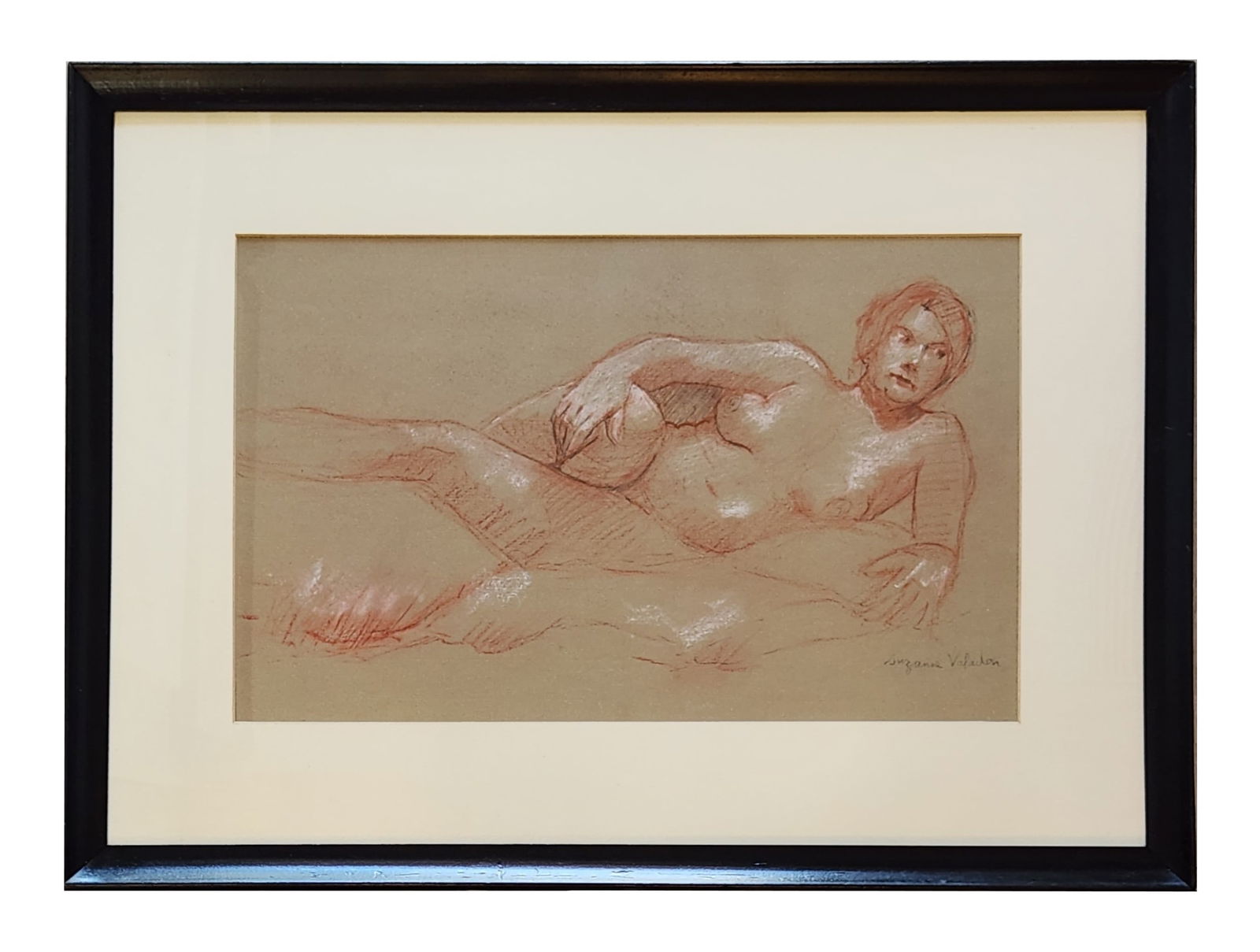 Suzanne Valadon (1865 - 1938) France: Suzanne Valadon (1865 - 1938) France Sanguine on Paper Measure 11"in H x 17 3/4"in W and 18 3/4"in H x 25 1/2"in W with frame Known for: Figure, landscape and still-life painting Name variants: Marie-