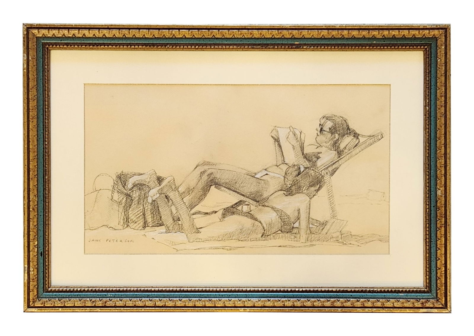 Jane Peterson (1876 - 1965) American: Jane Peterson (1876 - 1965) American Pencil on Paper Measure 8 3/4"in H x 15 1/2"in W and 14 3/4"in H x 21 3/4"in W with frame Biography: Born Elgin, IL, Nov. 28, 1876 d. Leawood, , Aug. 14, 1965. Pai