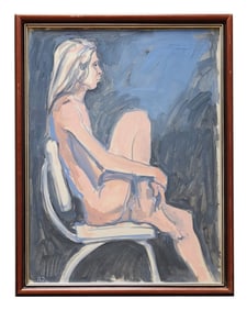 Portrait of  Seated Woman in Contemplation Signed in Monogram