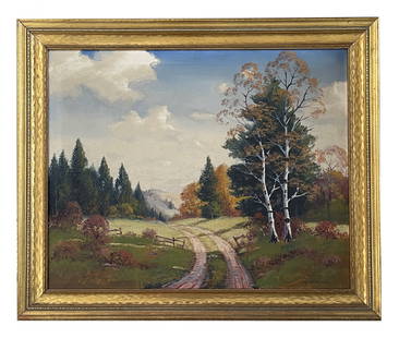 Robert William Wood (1889 - 1979) England: Robert William Wood (1889 - 1979) England Oil on Canvas Measure 24"in H x 30"in W and 29 1/2"in H x 35 1/2"in W with frame Known for: Landscape, coastal view and still life painting