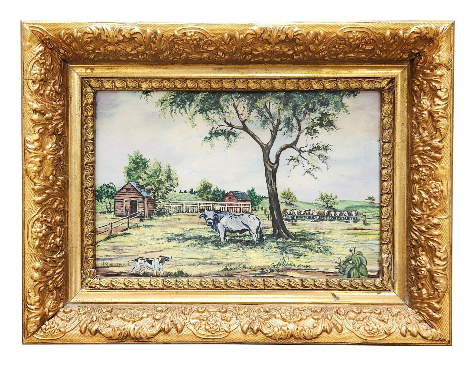 Helen Hoffman Rousseau (1895 - 1992) American: Helen Hoffman Rousseau (1895 - 1992) American Oil on Board Measure 6 1/4"in H x 9 1/2"in W and 10"in H x 13 1/2"in W with frame Known for: Modernist seascape, landscape, figure painting