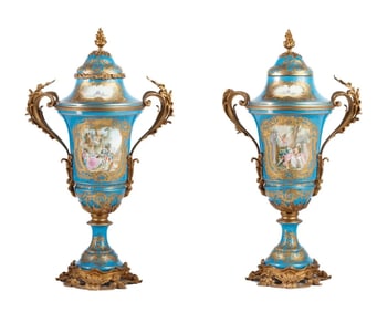 Pair of French 19th Century Sevres Porcelain Vases.