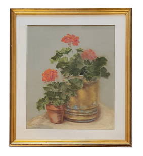 Laura Coombs Hills (1859 - 1952) American: Laura Coombs Hills (1859 - 1952) American Pastel on Paper Measure 22 3/4"in H x 19"in W and 30 1/2"in H x 26 3/4"in W framed Known for: Miniature floral, landscape and portrait painting, illustration
