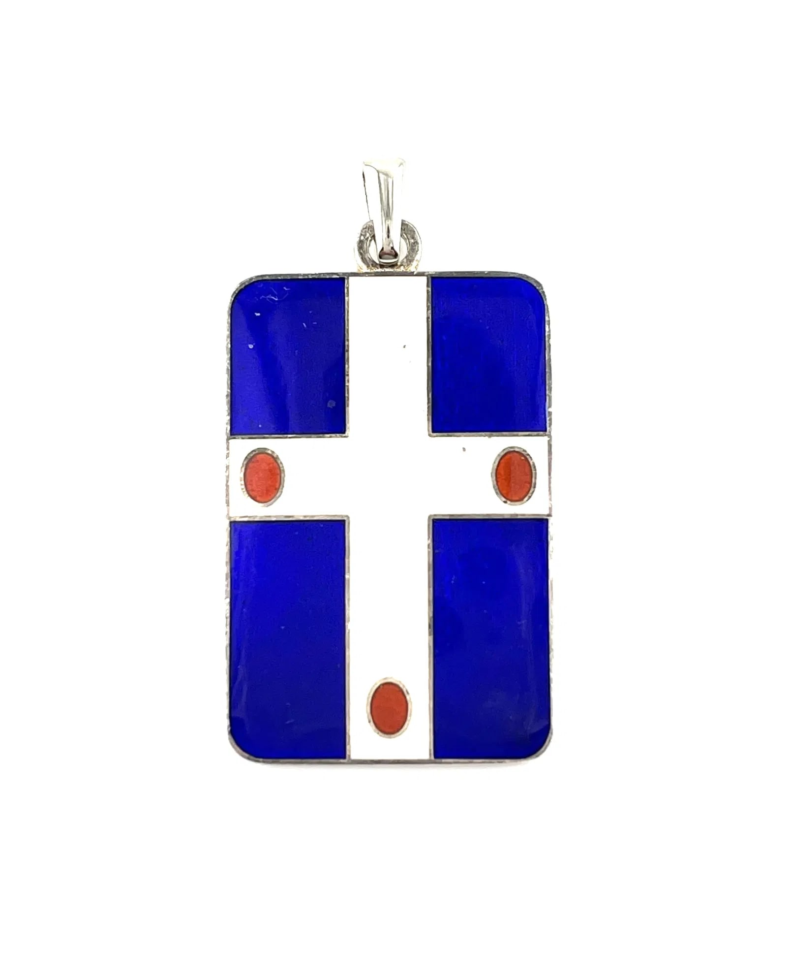 Vintage Silver Pendant Enamel Cross: Vintage Silver Pendant Enamel Cross Measure 1 1/4"in H x 3/4"in W