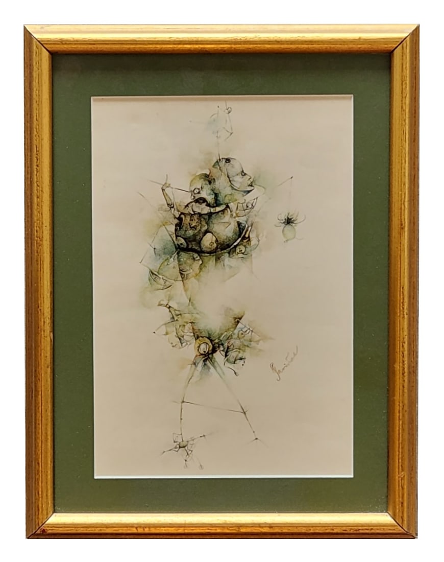 Jose Luis Fariñas (Born 1972) Cuba: Jose Luis Fariñas (Born 1972) Cuba Mix Media on Paper Measure 8 1/2"in H x 5 3/4"in W and 11 1/2"in H x 9"in W framed Biography: José Luis Farinas is a versatile Cuban artist known for his painting,