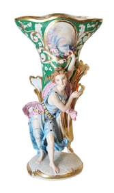 Possible French Vintage Hand Painted Old Paris Figural Vase