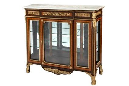 Louis XV Style Gilt Bronze Mounted Mahogany Vitrine Cabinet