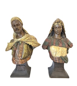 Pair of Late 19th Century Orientalist Terracotta Busts by Friedrich Goldscheider
