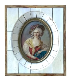 Antique French Hand Painted Miniature Portrait Plaque of Madame Elisabeth
